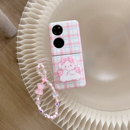 귀여운 핑크 토끼 Z 플립 5 휴대폰 케이스